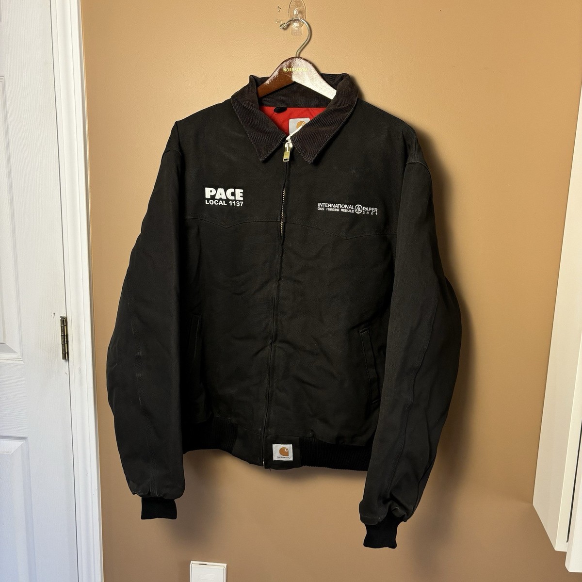 Vintage Carhartt Santa Fe Jacket Mens 2XL Black Red Quilt
