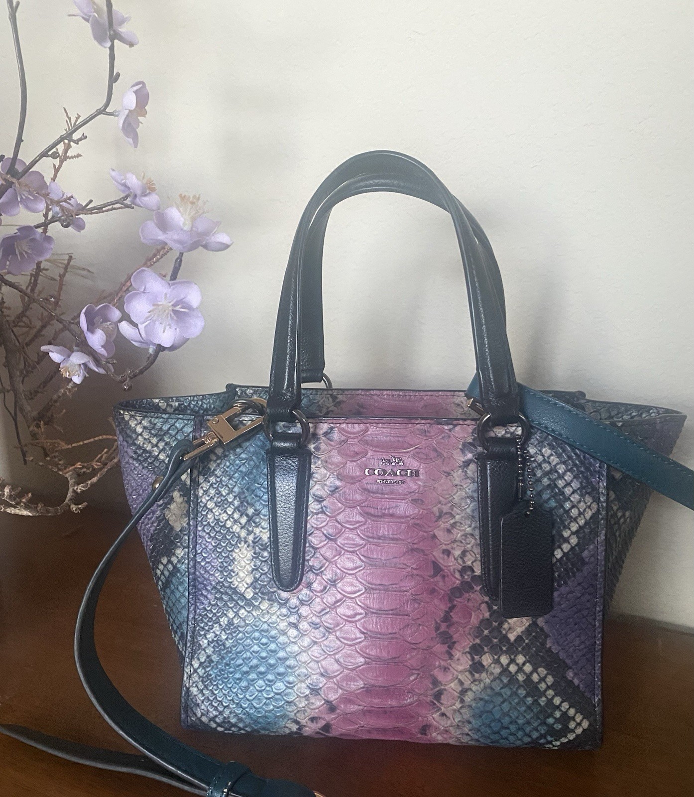 Coach Multi-Color Python Embossed Mini Crossbody … - image 1