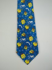VTG 2002 Nickelodeon Spongebob Squarepants Blue Novelty Necktie All Over Print