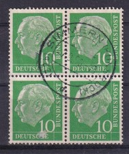 Bund 183 4er Block Bundespr&auml;sident Theodor Heuss 10 Pf gestempelt Simmern /1