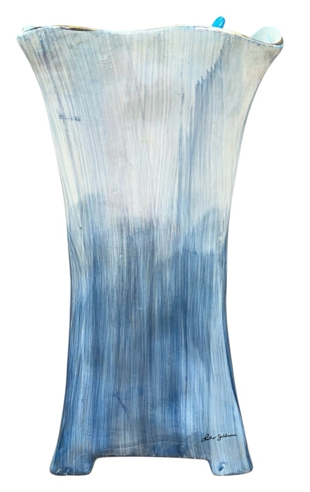 "Florero Blue Sky Clayworks de Heather Goldminc Calla Lily cerámica azul 11,5"" 2008" Foto 3 de 4