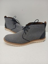 NEW Hawker Rye Sandro Chukka Ankle Boots Size UK 9.5 Grey Canvas and White Sole.