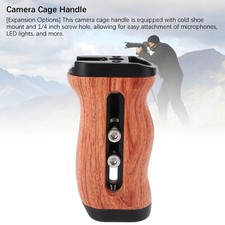 Camera Cage Handle Grip Universal Wooden Side Handle With Cold Shoe Mount And