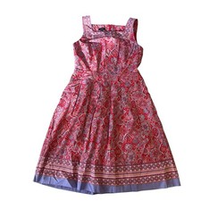 Talbots Women's Size 4P Dress Paisley A-Line Pink Purple Printed Garden Party