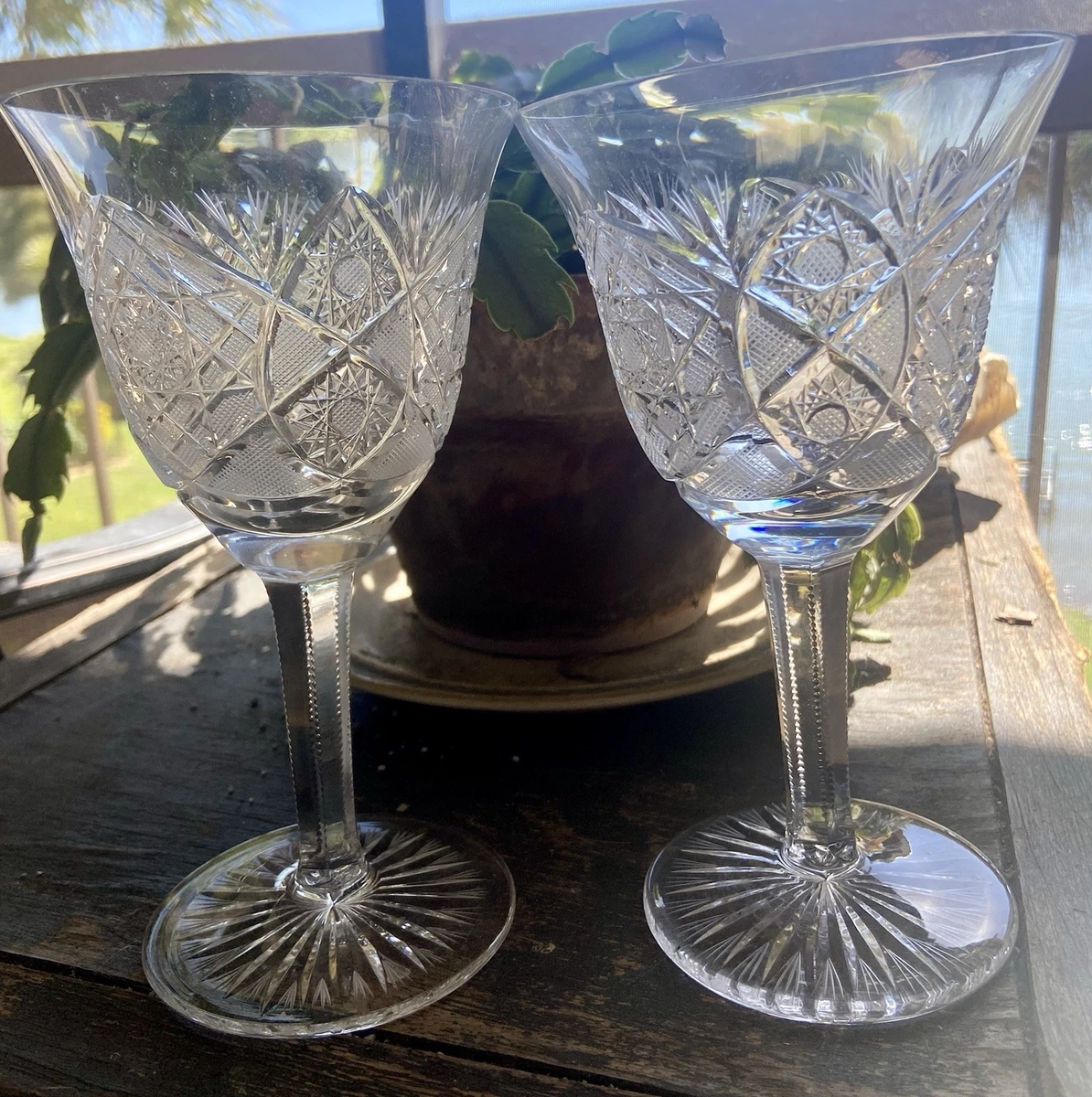Lead Crystal Etched Wine Glasses for sale | eBay