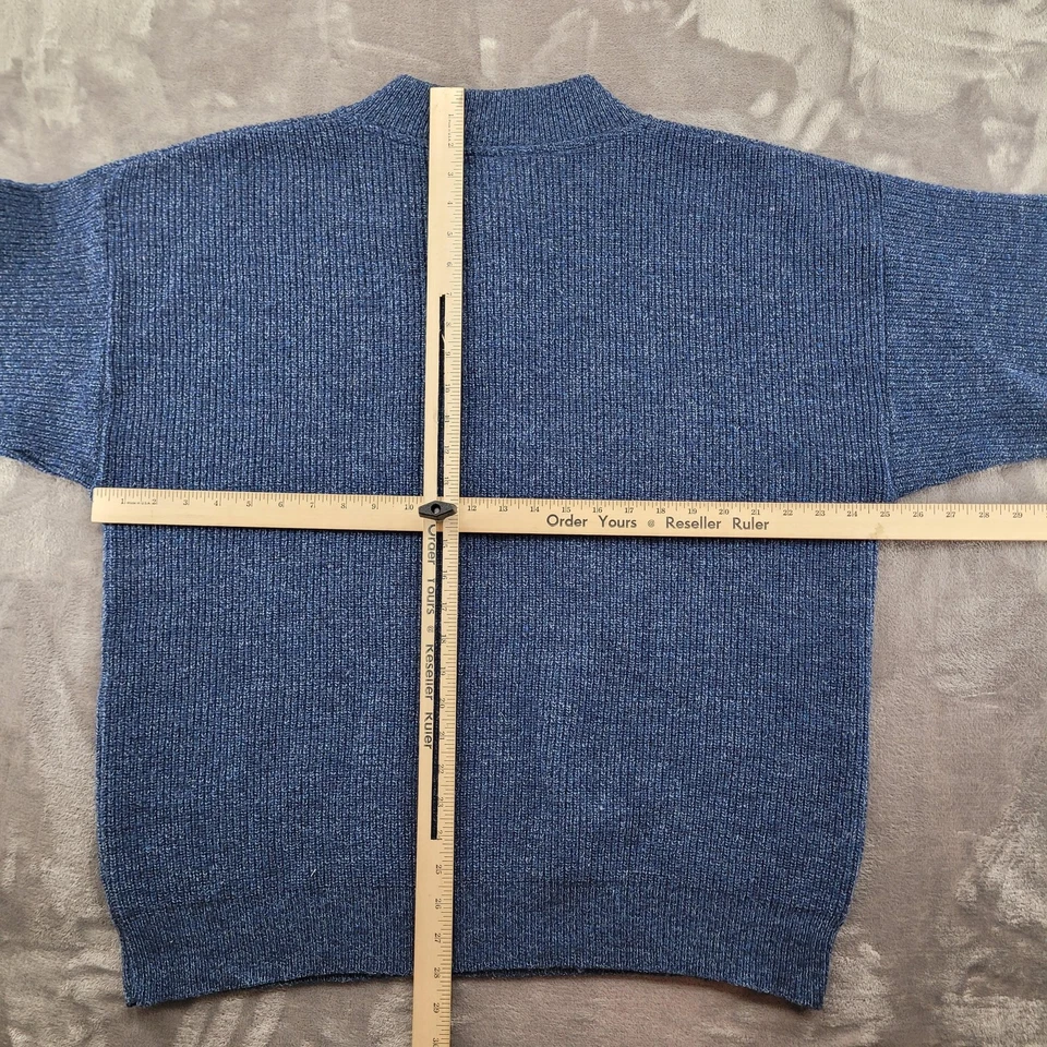 Vintage Pendleton Sweater Mens XL Blue Wool Henley Elbow Patch Made USA 90s - Image 4 of 4