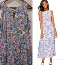TALBOTS womenl paisley medallion fit and flare modal blend dress Size Medium