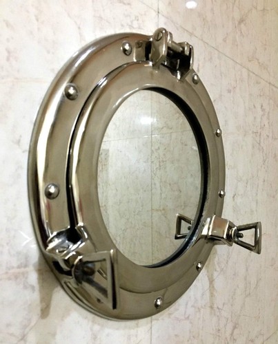 11.5" Mirror Porthole Window Aluminium Porthole Wall Hanging Nautical Home Decor - Picture 4 of 5