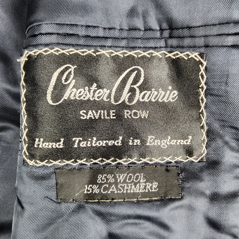 Chester Barrie Blazer мужской 44L синий клетку шерсти кашемир Savile ряд 3 пуговицы пальто - Изображение 2 из 4