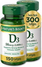 Nature's Bounty Vitamin D3, Supports Immune System and 150 Count Pack of 2 