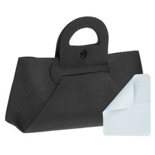 Glasses Bag with Handle, Leather Sunglasses Case with Cleaning Cloth Black