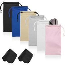 Microfiber Glasses Sunglasses Pouch Drawstring Storage Bag with Cleaning Cloths