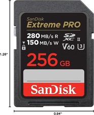 SANDISK 256GB Extreme PRO SDXC UHS-II Memory Card C10 U3 V60 6K 4K UHD SD Card