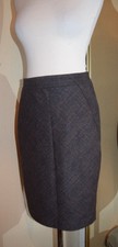 Ted Baker Brown checked Pencil Knee skirt 1/8 Wool Tweed 2 Back Splits Tailored