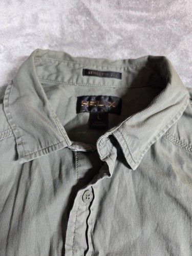 Helix Shirt Mens Large Green Short Sleeve Button Up Chest Pockets Casual Camp - Picture 3 of 11