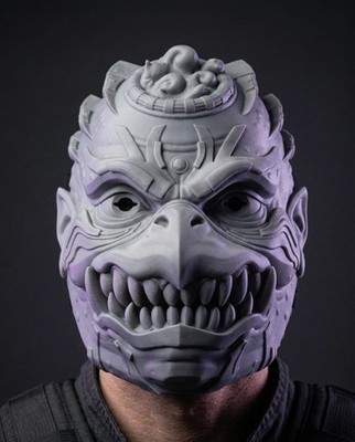 Premium Articulated Kappa Mask   Hand-Stitched Harness & Moving Jaw Japanese Yok