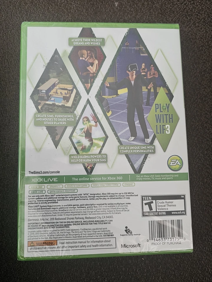 The Sims 3 (Microsoft Xbox 360, 2011) Brand New And Sealed - Image 2 of 3