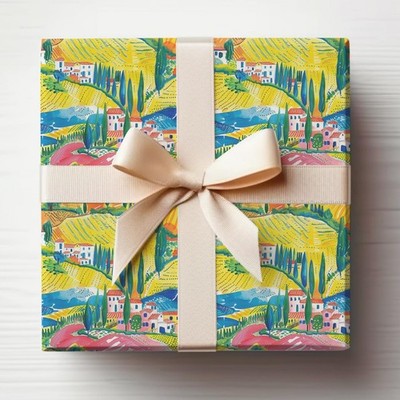 Italian Wrapping Paper Roll Santorini Gift Wrap Roll Tuscan Wrapping Paper Roll