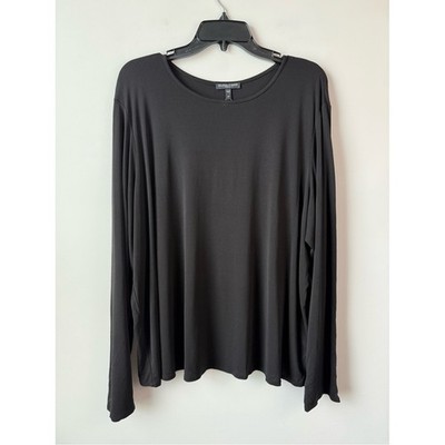 Eileen Fisher Long Sleeve Silk Top Black 2X Plus Size