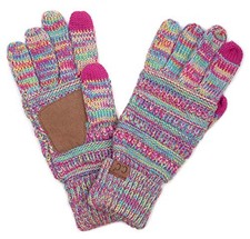 Womens Winter Gloves   Cute 4 Tone Mix - Yellow, Hot Pink, Turquoise, Pink