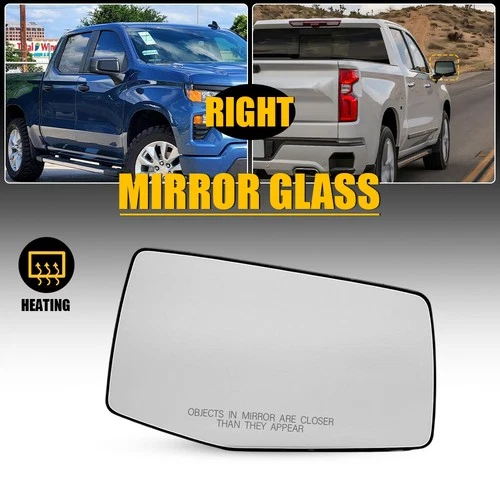 Heated Miror Glass Right Side for 2019-2023 Chevrolet Silverado GMC Sierra 1500