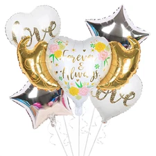 Happy Anniversary Balloons Wings Love Heart Foil Mylar Balloon Inflatable Set