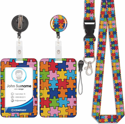 ID Badge Holder mit Lanyard, Modische Sliding Ausweishülle, Lanyard Kartenhalter