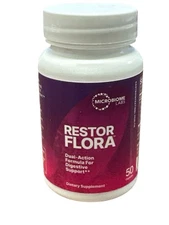2 X Microbiome Restor Flora Dual Action Formula Digestive Support 50 Capsules