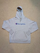 Champion Kids Medium Hoodie Gray Pullover Sweatshirt Unisex Logo Front Pocket