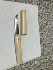 Vintage Stainless Steel Fillet Floating Fish Knife Wood  - Japan -