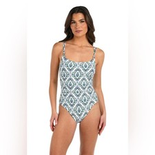 La Blanca Deja-Blue Diamond Lingerie One Piece Swimsuit Floral Blue Size 12