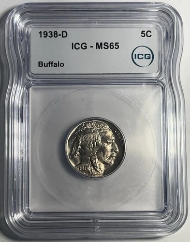 1938-D BUFFALO NICKEL GRADED ICG MS65