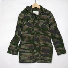 J Crew BOYFRIEND FATIGUE JACKET Camo Hooded Camouflage Jacket Size XXS Casual