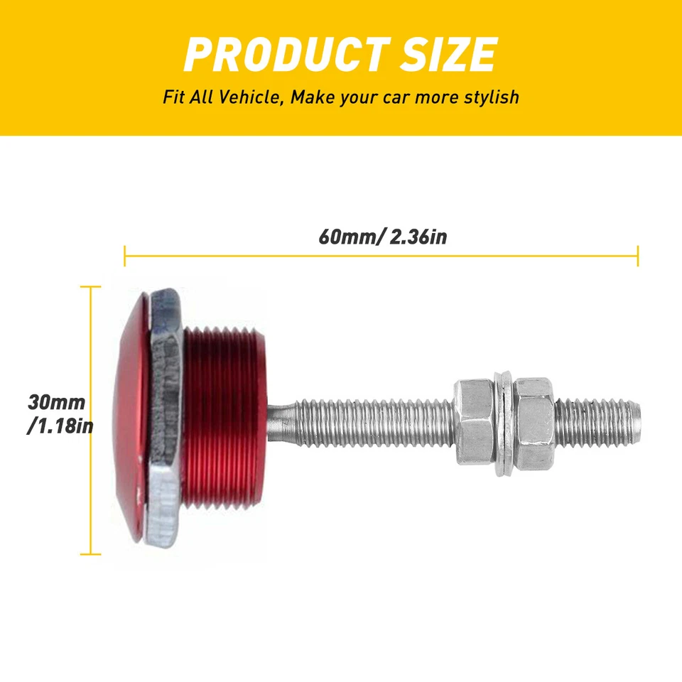 Red Universal 1.25" Pins Hood Quick Release Lock Latch Aluminum Upgrade Bumper - Image 3 of 4