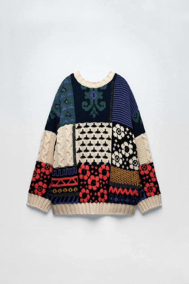 Zara Patchwork Knit Sweater Limited Edition 1383/002 | eBay