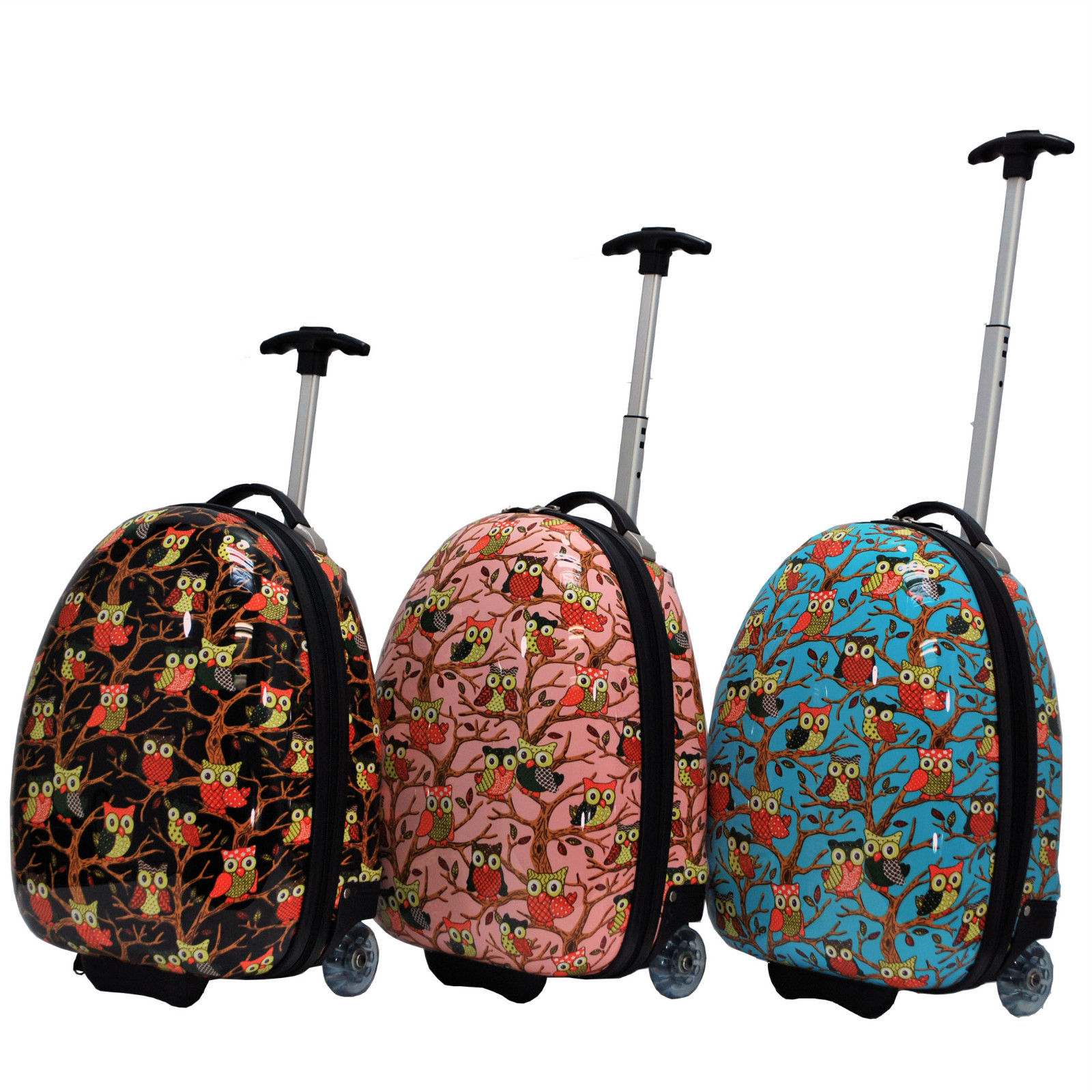 Cute Kid's Owl Printed Hard Shell Luggage Rolling Carry-on - Great Gift for Kids
