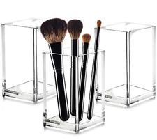 3 Pack Clear Acrylic Makeup Brush Holderacrylic Cosmetic Brushes Storage Organiz
