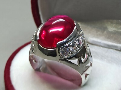Roter Cabochon Rubin Damen Unikat Ring Sterlingsilber 925 Handarbeit Yaqoot Ring