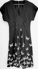 BANANA REPUBLIC Dress 2 Black & White Butterfly Print Keyhole Back Knee Length