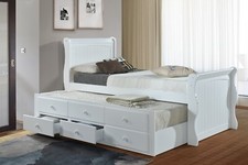 White Captain Guest Bed featuring Bottom Trundle Bed & 3 drawers