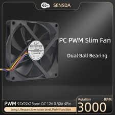 DC Axial Cooling Fan 92x92x15mm PWM Dual Ball Bearing Quiet