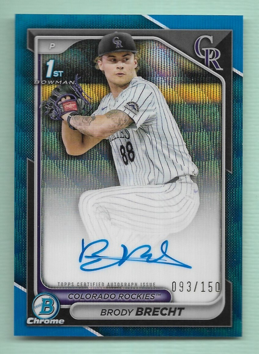 BRODY BRECHT 2024 TOPPS BOWMAN CHROME 1ST BLUE SP ROOKIE RC AUTO # /150 MLB STAR