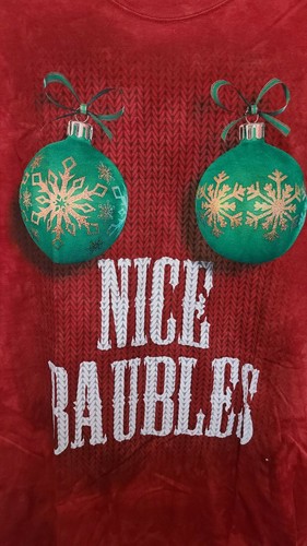 The Mountain "Nice Baubles" Funny Graphic Tie Dye Novelty T-Shirt Christmas 2XL - Picture 3 of 4