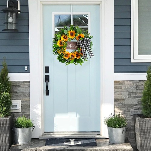 17in Artificial Sunflower Flower Front Door Wreath Spring Summer Wedding Party - Picture 11 of 17