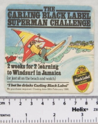 Bierdeckel 1986 - Carling Black Label Superman Challenge - Windsurf