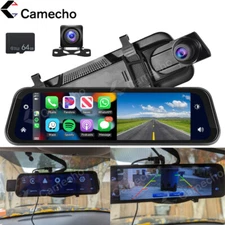 9.66" TF Car Dual Lens DVR Rear View Mirror Video Dash Cam Carplay Android Auto