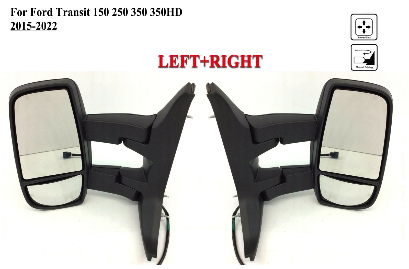 Pair Right and Left Long Arm Door Mirror For 20142022 Ford Transit 150