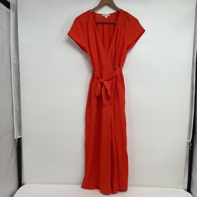 Whistles Etta Jumpsuit Women's US Orange Linen Wide Legs