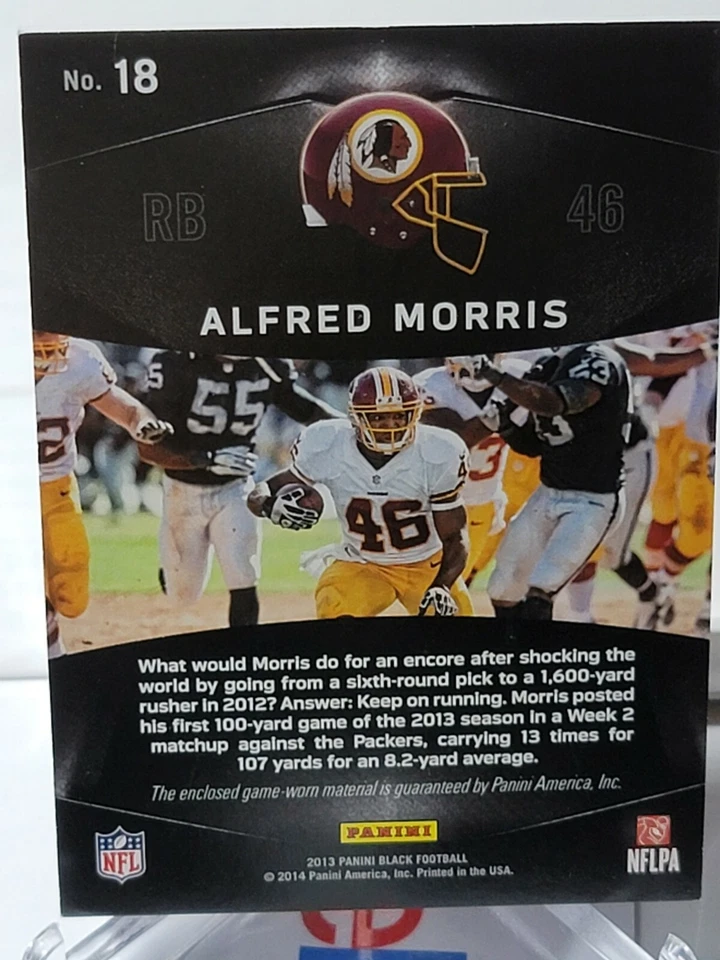 Alfred Morris 2013 Panini Black Onyx Materials #50/99 Washington Football Team - Image 2 of 3