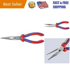 Precision Long Nose Pliers with Cutter - 8" Ergonomic Multi-Component Grip